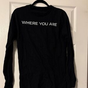 Black Long Sleeve Shirt with White Text